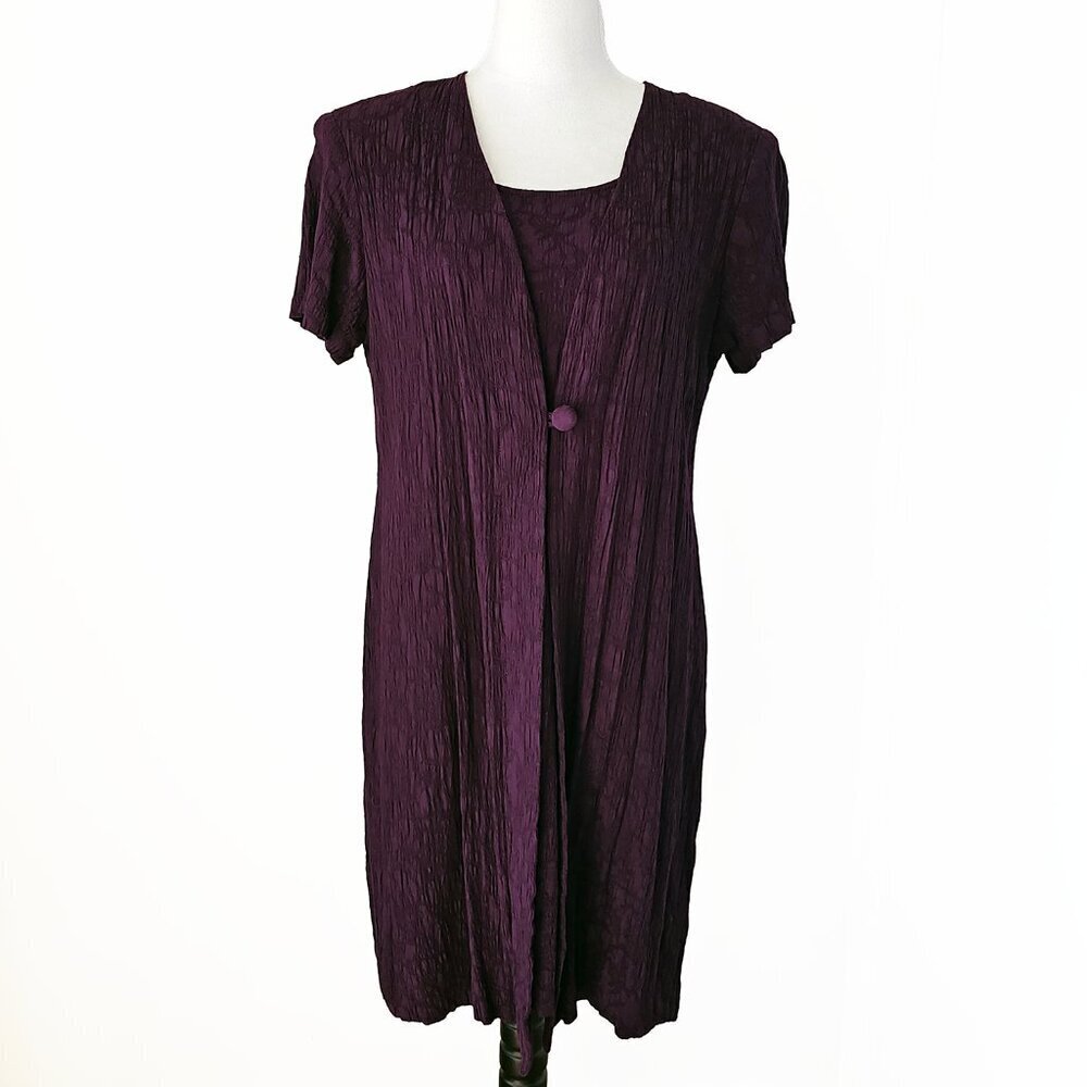 Vintage Dark Purple Rayon Midi Dress Jacket